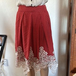 RYU Red & Cream Polka dot & Lace Skirt